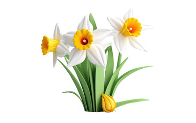 3D Cartoon of Daffodil on isolated background