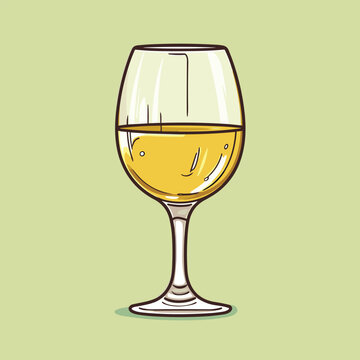 White wine in glass icon - Vector