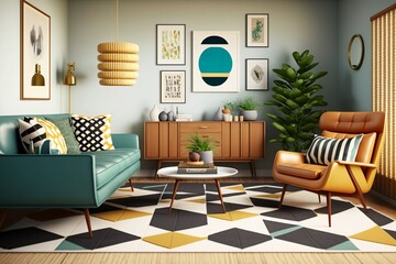Mid-Century Modern Living Room - Timeless Elegance with a Retro Twist