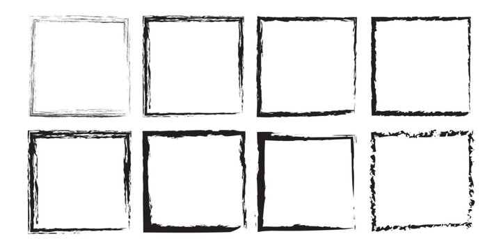  Grunge frame set texture. Chalk graphic elements. Grunge Square album set. vector template. Hand drawn vector set with grunge square frames and borders for graphic design. 