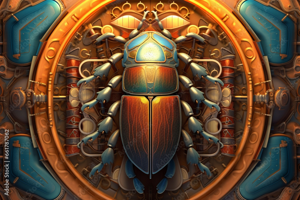 Poster an image showcasing abstract representations of scarabs, beetles revered in ancient egyptian culture