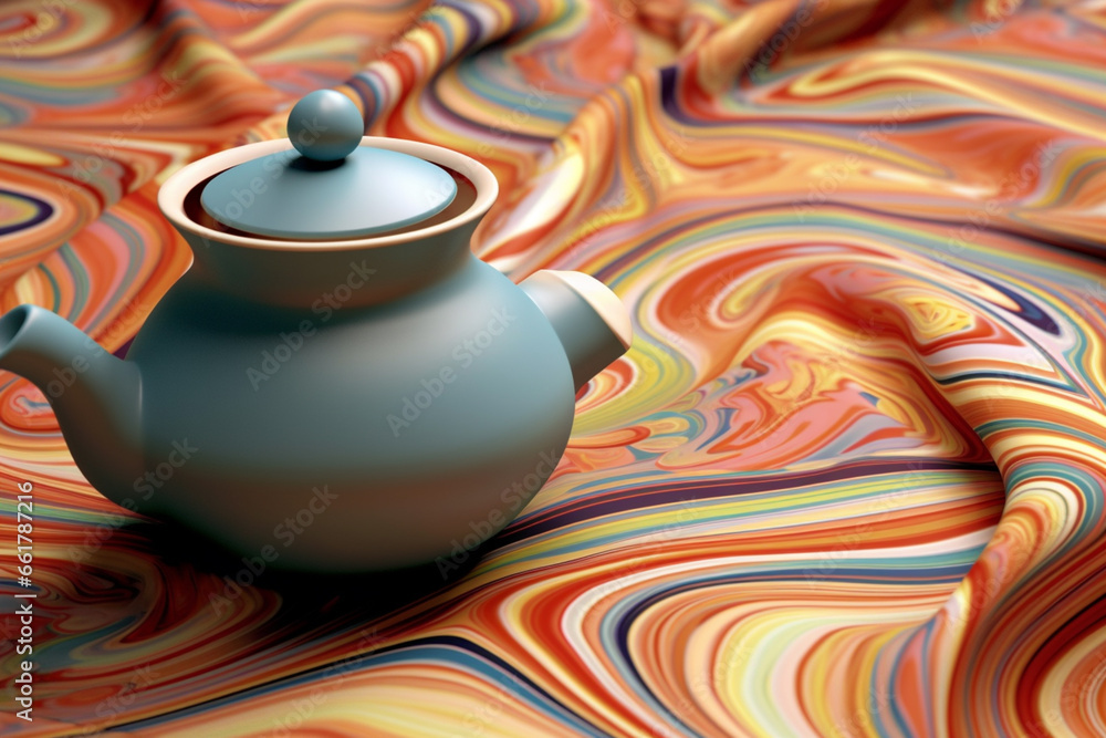 Poster an image showcasing abstract representations of a traditional chinese tea ceremony, with swirling pa