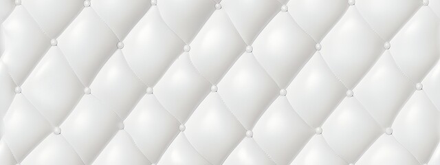 Seamless subtle white diamond tufted upholstery pattern transparent background texture overlay. Abstract soft puffy quilted sofa cushions or headboard displacement, bump or height map - obrazy, fototapety, plakaty