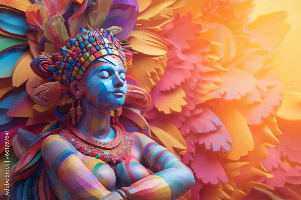 Aufkleber an abstract depiction of the harappan mother goddess, with abstract forms and a nurturing color pale
