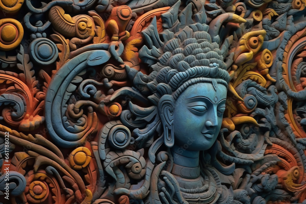 Aufkleber An abstract interpretation of Gandhara art, with flowing lines and delicate motifs.
