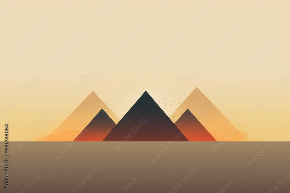 Leinwandbilder a minimalist graphic design of the pyramids of giza, featuring clean lines and simplified forms.