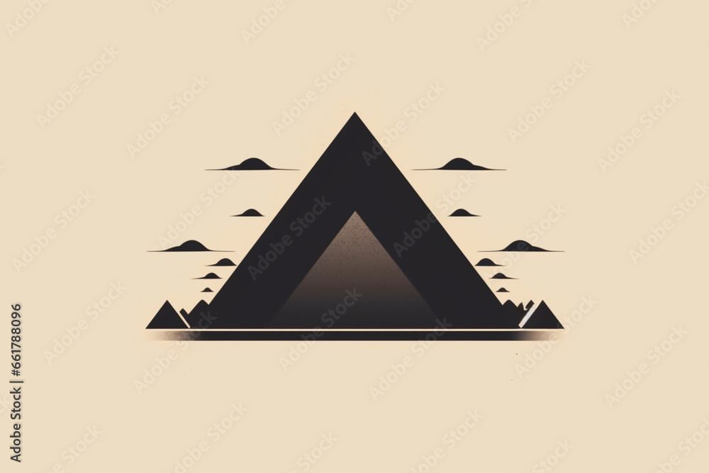 Poster a minimalist graphic design of the pyramids of giza, featuring clean lines and simplified forms.