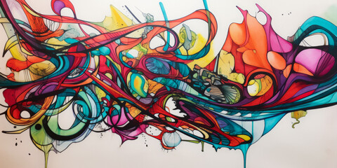 Crazy Colorful Abstract Graffiti Background Created Using Artificial Intelligence
