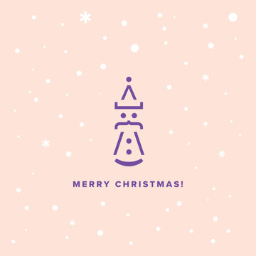 Vector Merry Christmas Card Inspired by Coding, Programming Languages, Web Development, HTML, CSS, JavaScript. Illustrator EPS.