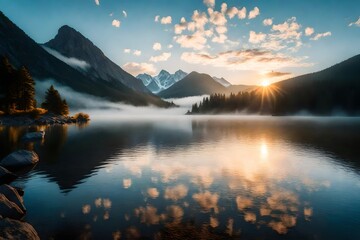 lake in the mountains4k HD quality photo.