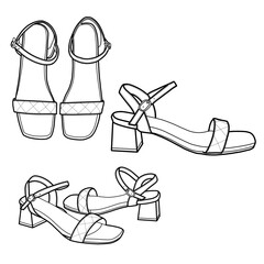 Ankle-strap heels isolated on a white background, vector illustration.