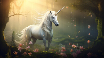 Obraz na płótnie Canvas Majestic white unicorn