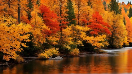 Obraz premium Autumn by the river