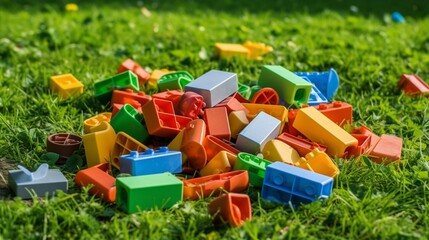 plastic toys on the grass generated by AI