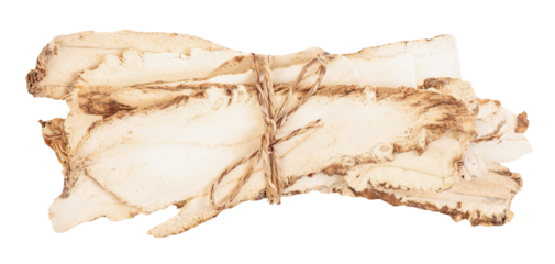 Dried slices with dahurian angelica roots on transparent background.