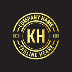 Fototapeta premium Professional simple Letter KH Circle Luxury Gold Color Vector Logo Template