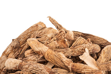 Dired Calamus Flargoot or Acorus calamus roots on transparent background.