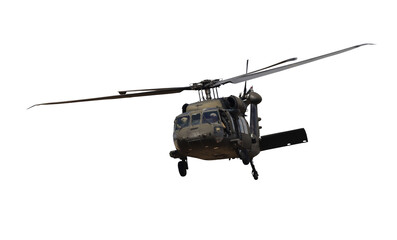 military helicopter isolated on transparent background