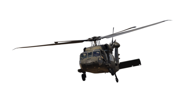 military helicopter isolated on transparent background