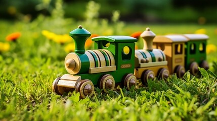 vintage train on the grass 