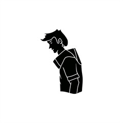 minimalist silhouette illustration of a person wearing a hoodie for an icon or logo