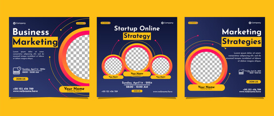 Digital business marketing banner social media post template. Suitable for business webinar, marketing webinar, online class program, etc.