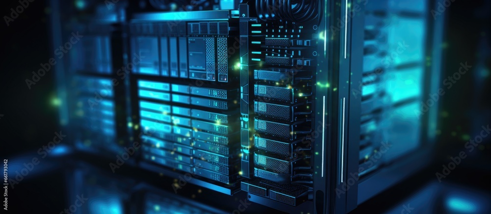 Poster server connected to a network with copyspace for text