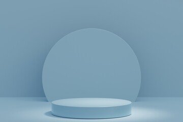 Exhibition Podium, stand, on pastel light аrchitectural background for premium product, 3D render. 