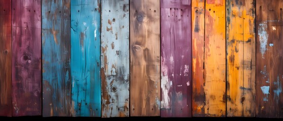 Wooden background - Various colors of wooden planks.