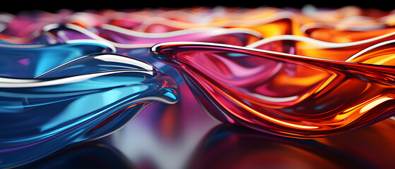 Colorful Glass 3D Object, abstract wallpaper background.