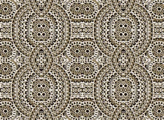Gordijnen Vector Seamless Monochrome 3D Pattern. For Coloring.Hand Drawn Decorative Scales.dark  white gold colour pattern for textile,ceramic tiles and designs.Abstract circle Seamless decorative pattern. © raja