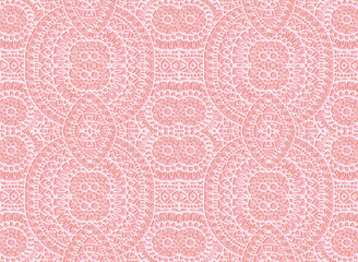 Vector Seamless Monochrome 3D Pattern. For Coloring.Hand Drawn Decorative Scales.spring,summer pink colour pattern for textile,ceramic tiles and designs.Abstract circle Seamless decorative pattern. - obrazy, fototapety, plakaty