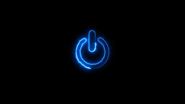 A neon  power button  animation on the black background .