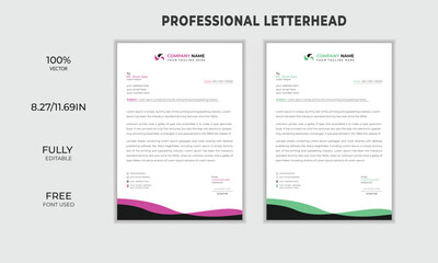 circle shape simple & clean simple business letterhead design set of two color