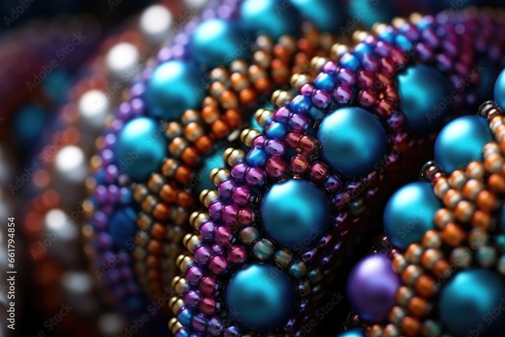 Poster a close-up photograph showcasing a vibrant bunch of beads. this image can be used for various creati