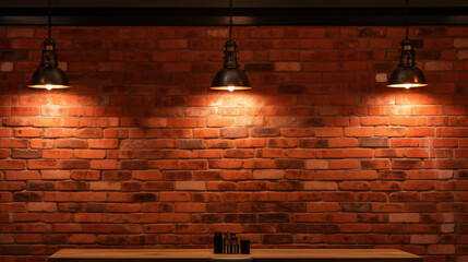 Red brick wall restaurant light