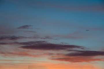 Colorful sunset in the evening sky.