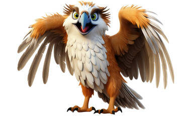 3D Philippine Eagle Cartoon Image on isolated background