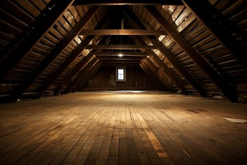 Empty attic room. Generative AI - obrazy, fototapety, plakaty
