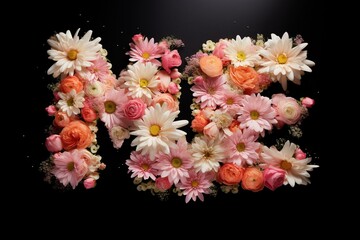 Word arrangement with flowers for Mother's Day. Generative AI