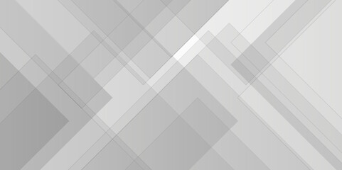 Obraz premium Abstract white and gray background design with layers of textured white transparent material in triangle and squares shapes. White color technology concept geometric line vector background.