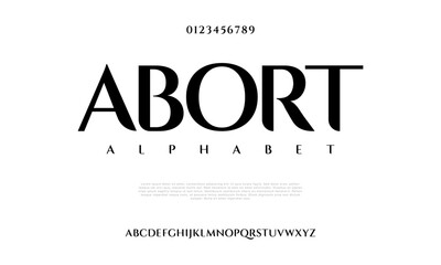 Abort creative modern urban alphabet font. Digital abstract moslem, futuristic, fashion, sport, minimal technology typography. Simple numeric vector illustration