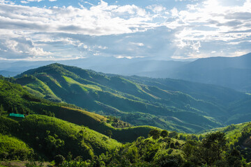 Obraz premium Doi Chang Mountains of Chiang Rai Northern Thailand , Natural green mountain view on Doi Chang, Chiang Rai Province, Thailand