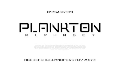 Plankton creative modern urban alphabet font. Digital abstract moslem, futuristic, fashion, sport, minimal technology typography. Simple numeric vector illustration