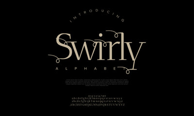Swirly creative modern urban alphabet font. Digital abstract moslem, futuristic, fashion, sport, minimal technology typography. Simple numeric vector illustration