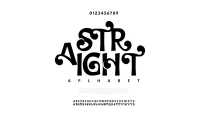 Straight creative modern urban alphabet font. Digital abstract moslem, futuristic, fashion, sport, minimal technology typography. Simple numeric vector illustration