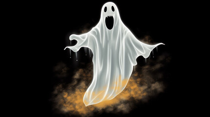 illustration of a ghost in black tones