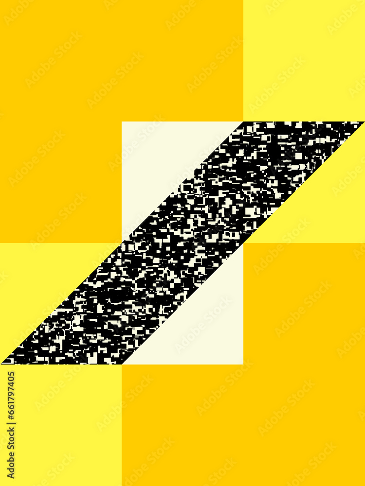 Poster abstract colour bitmap composition created using geometric shapes and grunge style texture.