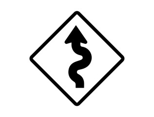 Curvy road sign silhouette vector art