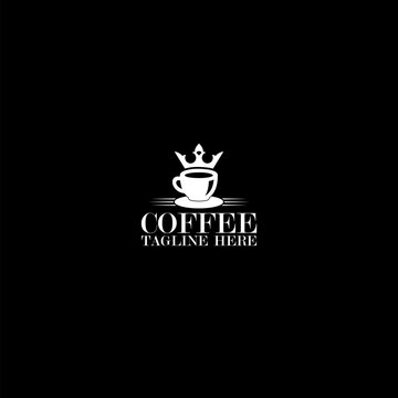  Coffee cup with crown icon isolated on dark background